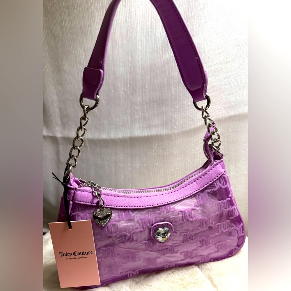 NEW Juicy Couture Violet Purple Tulle Mesh Shoulder Bag - Picture 6 of 9